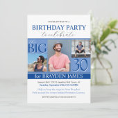 Modern Kinder kleur Blue Any Age Verjaardagsuitnod Kaart (Staand voorkant)