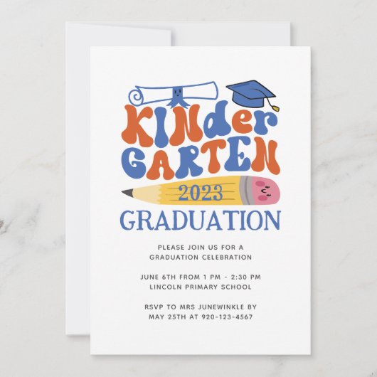 Modern Kindergarten Klasse Afstuderen Uitnodiging (Voorkant)