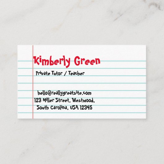 Modern Kindergarten visitekaartje (Achterkant)