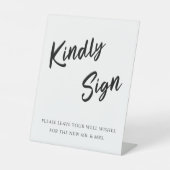 Modern Kindly Sign Guestbook Weddenschap Reclamebord Met Voetstuk (Voorkant)
