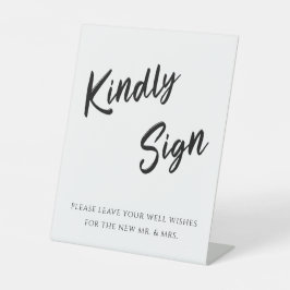 Modern Kindly Sign Guestbook Weddenschap Reclamebord Met Voetstuk