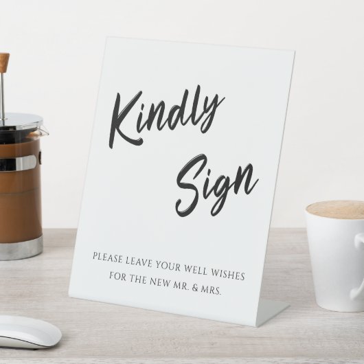 Modern Kindly Sign Guestbook Weddenschap Reclamebord Met Voetstuk (Insitu)