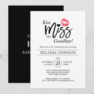 Modern Kiss Miss Goodbye Lips Bachelorette Party Kaart