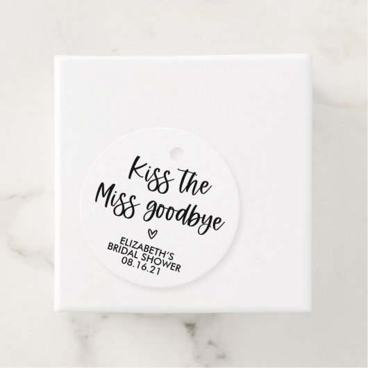 Modern Kiss the Miss Goodbye Bruiloftsfeest  Bedankjes Labels (In situ)