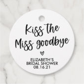 Modern Kiss the Miss Goodbye Bruiloftsfeest  Bedankjes Labels (Voorkant)