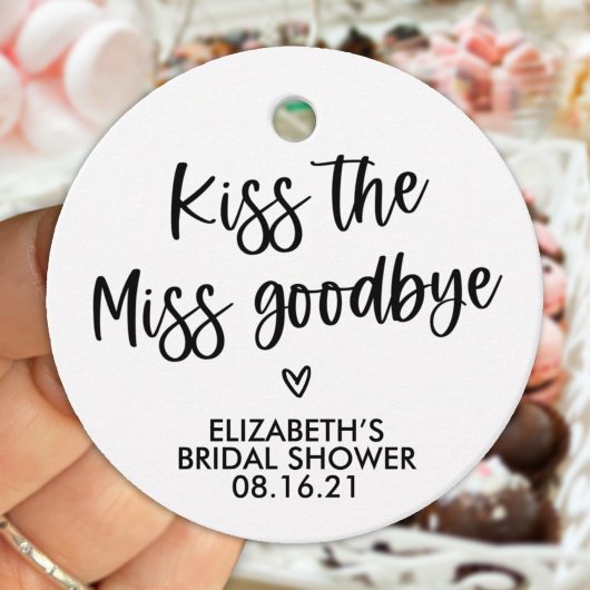Modern Kiss the Miss Goodbye Bruiloftsfeest  Bedankjes Labels