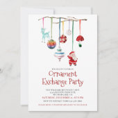 Modern Kitsch Waterverf Ornament Exchange Party Kaart (Voorkant)