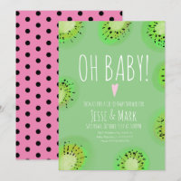 Modern Kiwi Baby shower Waterverf Polk Stippen Roz