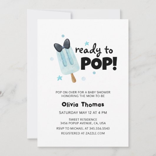 Modern klaar om Pop Bow Ice Cream Baby shower Kaart (Voorkant)