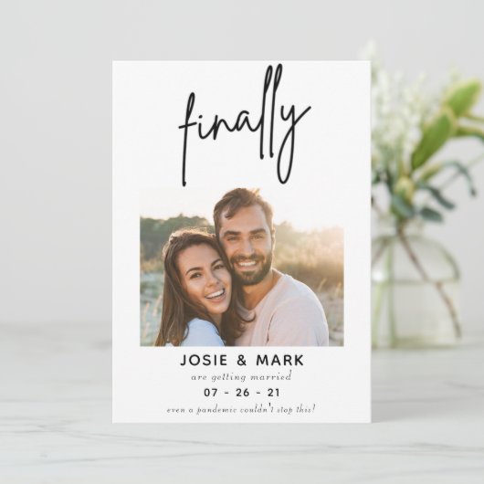 modern klasmanuscript bewaart definitief de foto d save the date (Staand voorkant)