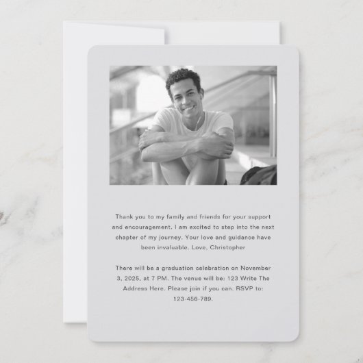 Modern, Klasse van 2024, Slank Foto's Afstuderen Aankondiging (Achterkant)