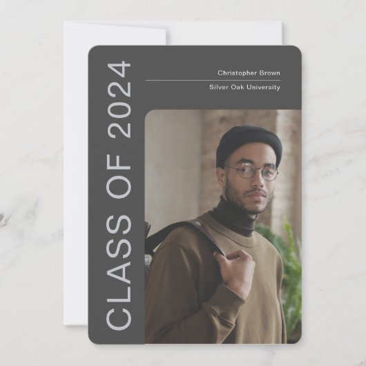 Modern, Klasse van 2024, Slank Foto's Afstuderen Aankondiging (Voorkant)