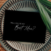 Modern klassiek 'Black Wedding Best Man' voorstel Kaart