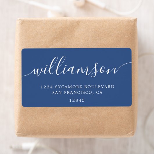 Modern klassiek blauw familie retour adres etiket (Insitu)
