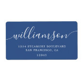 Modern klassiek blauw familie retour adres etiket (Voorkant)