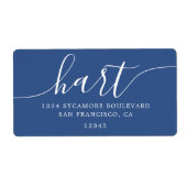 Modern klassiek blauw familie retour adres etiket (Voorkant)
