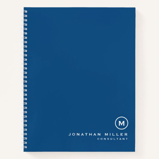 Modern Klassiek Blauw Monogram Notitieboek (Voorkant)
