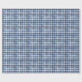 Modern Klassiek Blauw Plaid Vrolijke Kerstvakantie Cadeaupapier (Vlak)