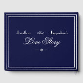 Modern Klassiek Chic Script Navy Blue Bruiloft Gastenboek (Achterkant)