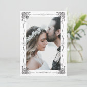 Modern klassiek een foto lijn ornament lijst save the date (Staand voorkant)