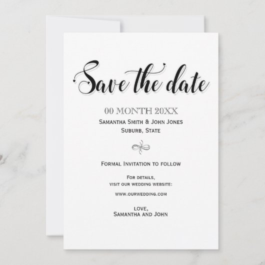 Modern klassiek een foto lijn ornament lijst save the date (Achterkant)