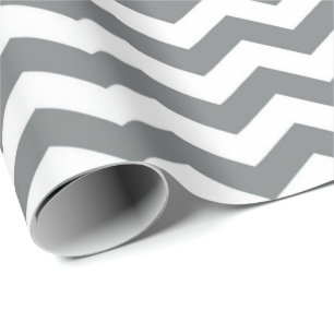 Modern, klassiek, elegant grijs wit chevron cadeaupapier