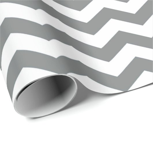 Modern, klassiek, elegant grijs wit chevron cadeaupapier (Rol Hoek)