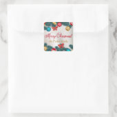 Modern Klassiek goud rood groen vrolijk kerstfeest Vierkante Sticker (Tas)