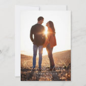 Modern klassiek kalligrafiescript Taupe Photo Save The Date (Voorkant)