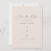 Modern klassiek kalligrafiescript Taupe Photo Save The Date (Achterkant)