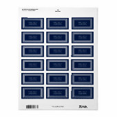 Modern Klassiek Marine Blauw Wit Grenzen Adres Etiket (Full Sheet)