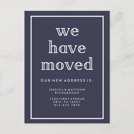 Modern klassiek marineblauw | We zijn verhuisd Aankondigingskaart (Voorkant)