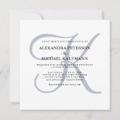 Modern klassiek monogram | Dusty Blue Wedding Kaart (Voorkant)