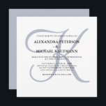Modern klassiek monogram | Dusty Blue Wedding Kaart<br><div class="desc">Deze stijlvolle bruiloft uitnodigingen tonen uw monogram in grote,  moderne tekst gekleurd in stoffig blauw op een witte achtergrond. Een eenvoudige,  elegante look voor uw moderne bruiloft.</div>