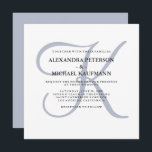 Modern klassiek monogram | Dusty Blue Wedding Kaart<br><div class="desc">Deze stijlvolle bruiloft uitnodigingen tonen uw monogram in grote,  moderne tekst gekleurd in stoffig blauw op een witte achtergrond. Een eenvoudige,  elegante look voor uw moderne bruiloft.</div>