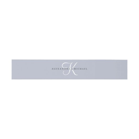 Modern klassiek monogram | Dusty Blue Wedding Uitnodigingen Wikkel (Vlak)