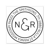 Modern klassiek monogram familienaam retouradres zelfinktende stempel (Design)