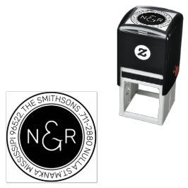 Modern klassiek monogram familienaam retouradres  zelfinktende stempel