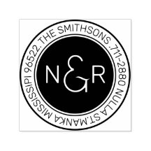 Modern klassiek monogram familienaam retouradres