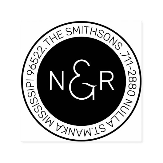 Modern klassiek monogram familienaam retouradres  zelfinktende stempel (Design)