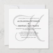 Modern Klassiek Monogram in Grijs Bruiloft Kaart (Voorkant)