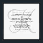 Modern Klassiek Monogram in Grijs Bruiloft Kaart<br><div class="desc">Deze stijlvolle bruiloft uitnodigingen tonen uw monogram in grote,  moderne tekst gekleurd in zacht grijs op een witte achtergrond. Een eenvoudige,  elegante look voor uw moderne bruiloft.</div>
