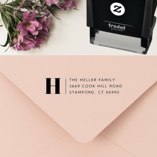 Modern klassiek monogram op maat retouradres  zelfinktende stempel