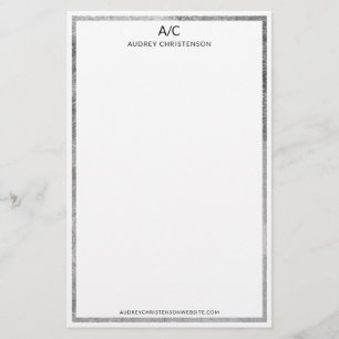 Modern klassiek monogram zilver lijst briefpapier