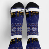 Modern klassiek ornament kerstpatroon navy sokken (Top)