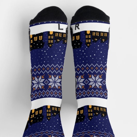 Modern klassiek ornament kerstpatroon navy sokken (Top)