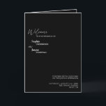 Modern klassiek programma voor uitvouwen van het z<br><div class="desc">Dit moderne klassieke zwarte bruiloft gevouwen programma is perfect voor je elegante moderne bruiloft. Dit ontwerp is voorzien van witte eenvoudige kalligrafie die op een donkere zwarte achtergrond is geplaatst om te passen aan uw klassieke bruiloft of minimalistische boho bruiloft in de lente, zomer, herfst of winter. Geef ons alstublieft...</div>