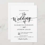 Modern klassiek script bruiloft kaart (Voorkant / Achterkant)