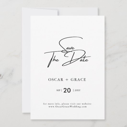 Modern klassiek script Sla de uitnodiging voor de  (Voorkant)