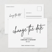 Modern klassiek script Verander de datum Briefkaart (Voorkant / Achterkant)